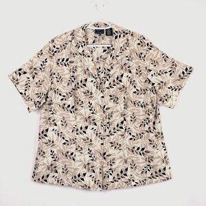 Laura Scott 20 W Blouse Leaf Pattern Print, 100% Polyester, Light and Silky Feel